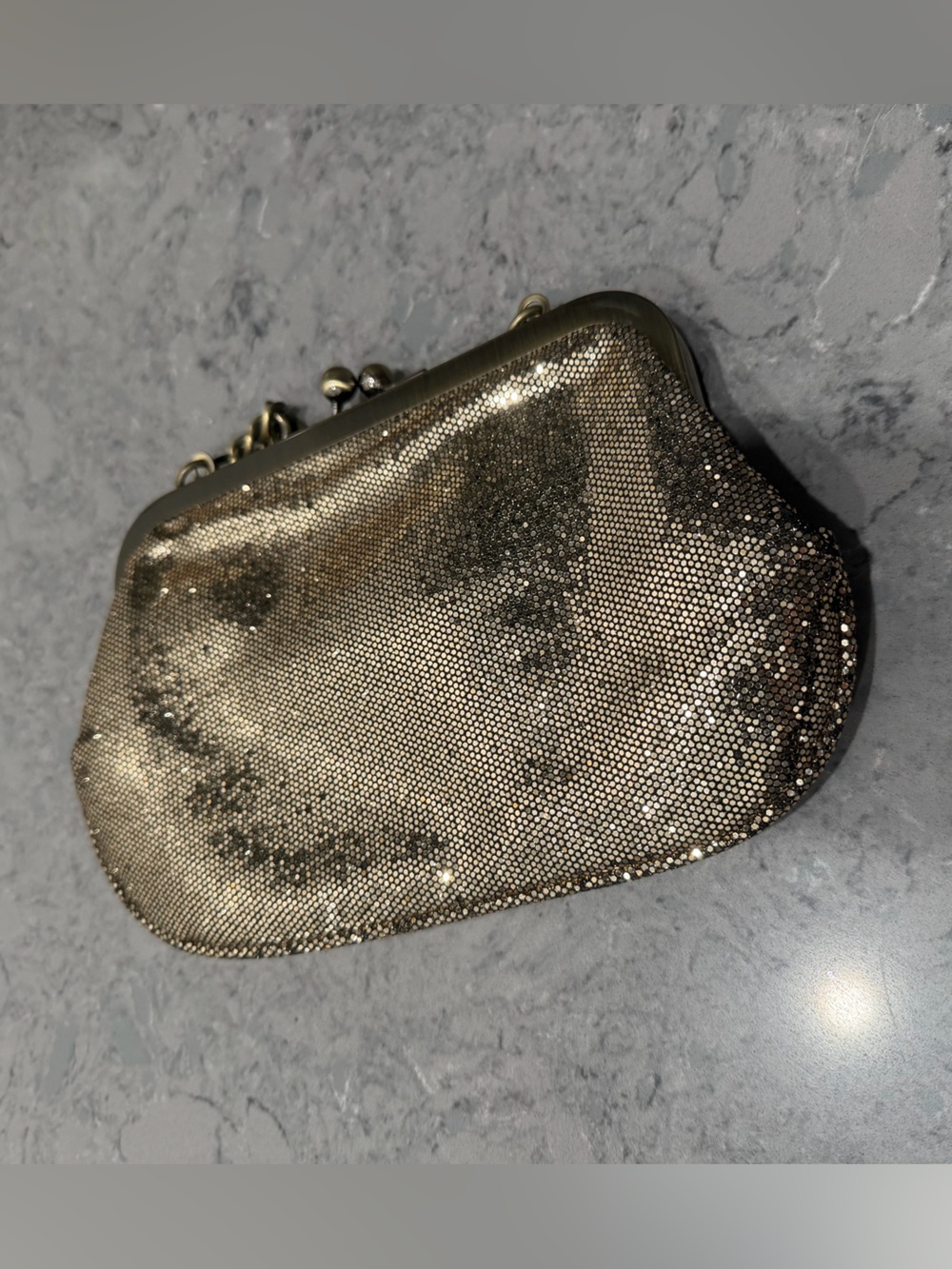 Express Gold Sequin Evening Clutch Bag